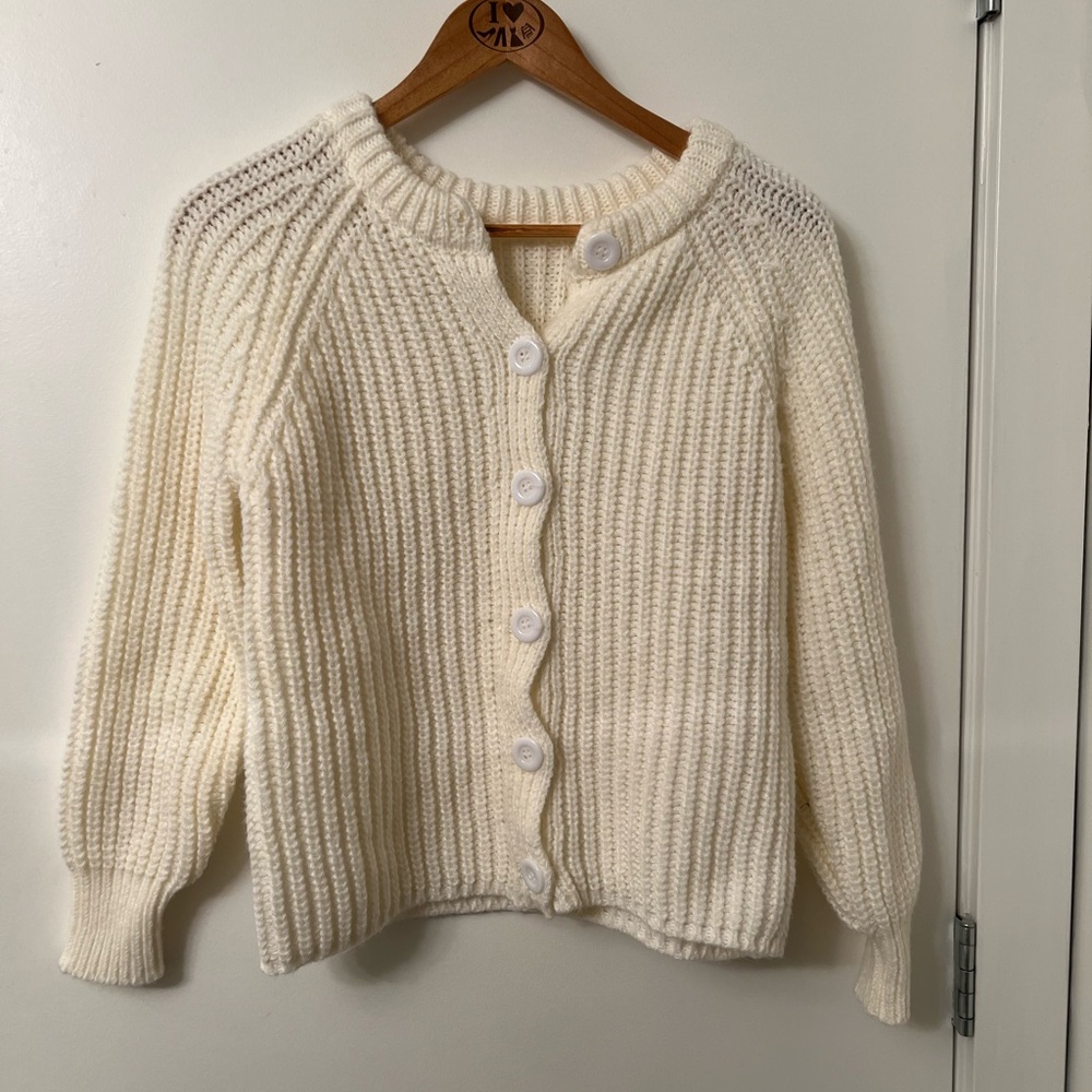Cream Ribbed Button‑Front Cardigan – Size S/M (no size tag) - Picture 1 of 1
